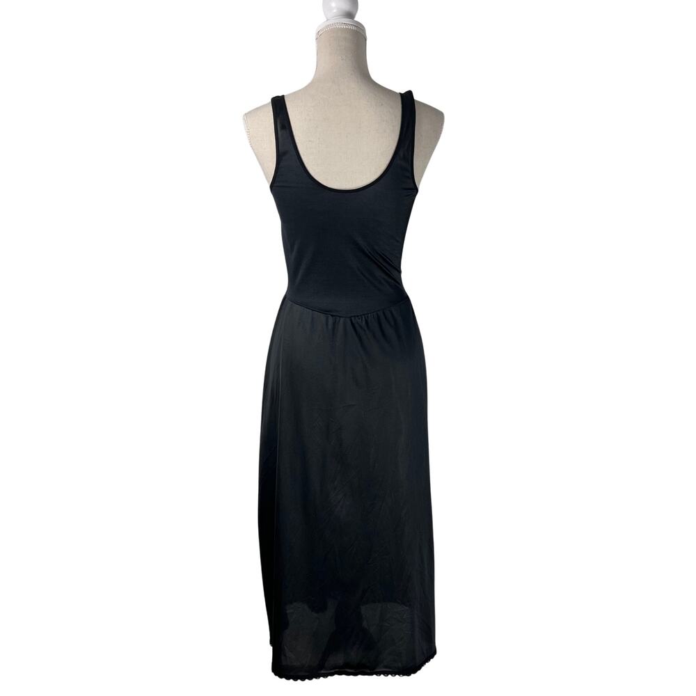 Vintage Warner’s Black Nylon Slip Dress 36 Perfect Measure Midi Nightgown - Picture 2 of 7